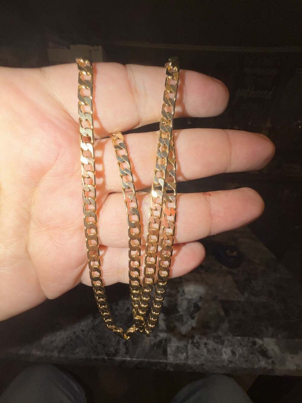 14K Gold plated  Flat Curb Link Chain 24 inch
